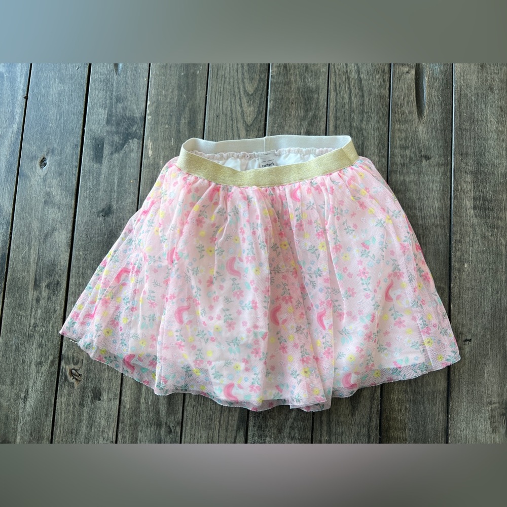 Carter’s 6x pink tulle tutu skirt unicorn floral print girls birthday Easter
